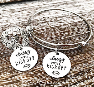 Classy Before Kickoff - Hand stamped Football Themed Jewelry Gifts - Lasting Impressions CT