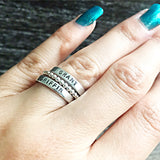 Sterling Silver Stacking Ring with Beaded Spacer Option - Mother's Name Rings - Lasting Impressions CT