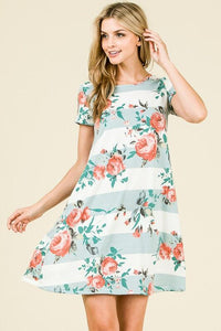 Floral Block Summer Dress With Pockets - Lasting Impressions CT