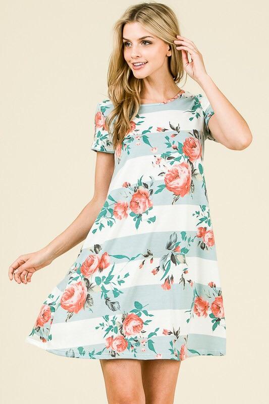 Floral Block Summer Dress With Pockets - Lasting Impressions CT