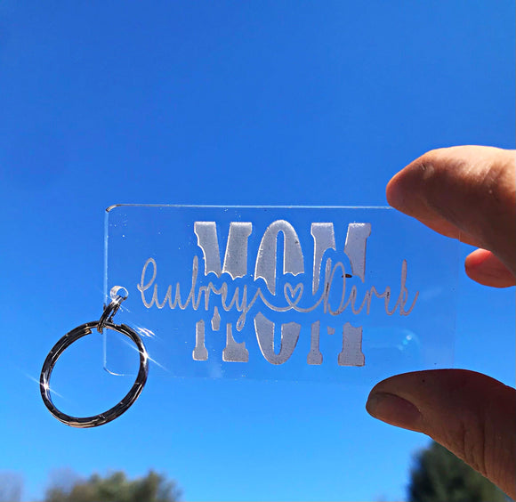Wholesale | 1 pc | Acrylic MOM keychain with names