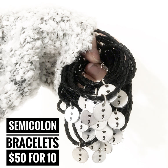 WHOLESALE LOT OF 10 Semicolon Bracelets - Lasting Impressions CT