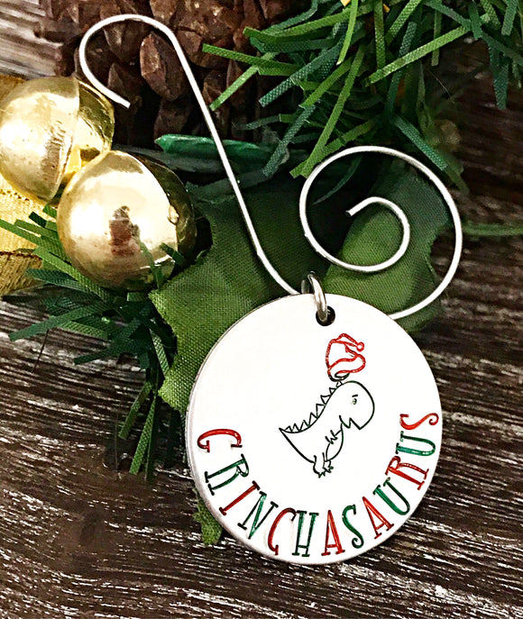 Grinchasaurus Christmas Ornament - Dinosaur Ornament for Christmas Tree - Lasting Impressions CT