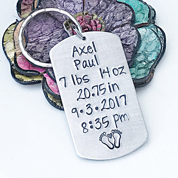 Personalized Baby Birth Stats Keychain-Gift for Dad - Lasting Impressions CT