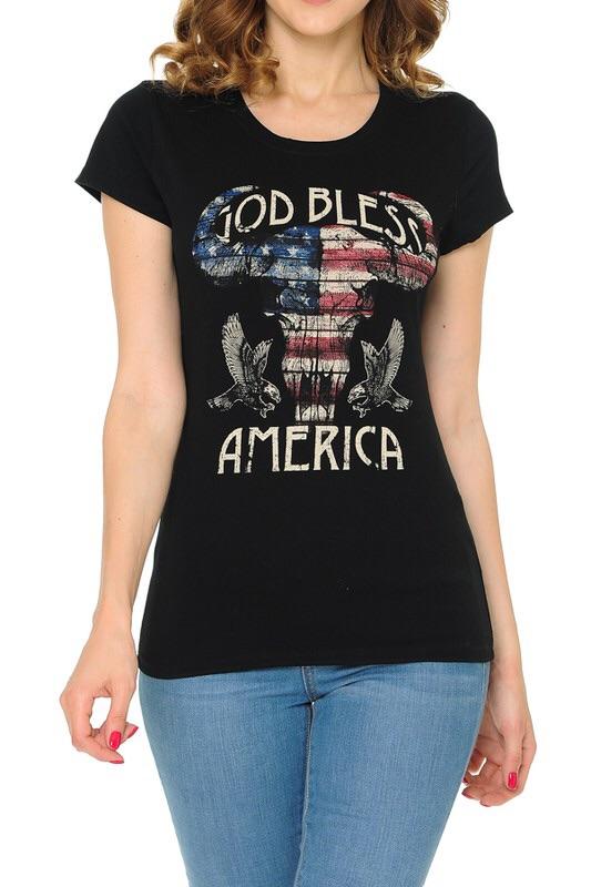 God Bless America Short Sleeve Graphic T Shirt - Lasting Impressions CT