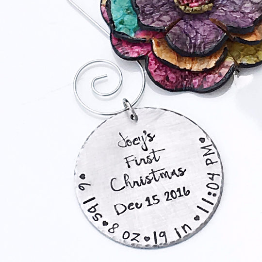 Baby's First Christmas Personalized Ornament, Baby Birth Stats, New Baby Christmas Ornament, New Baby Gift, Personalized Baby Gift - Lasting Impressions CT